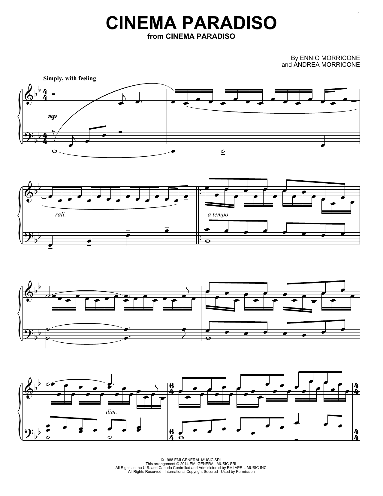 Ennio Morricone Cinema Paradiso sheet music notes and chords. Download Printable PDF.