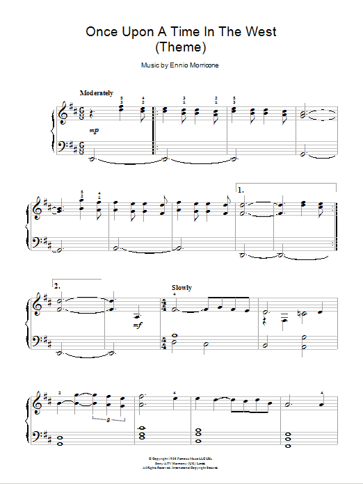 Ennio Morricone Once Upon A Time In The West (Theme) sheet music notes and chords. Download Printable PDF.