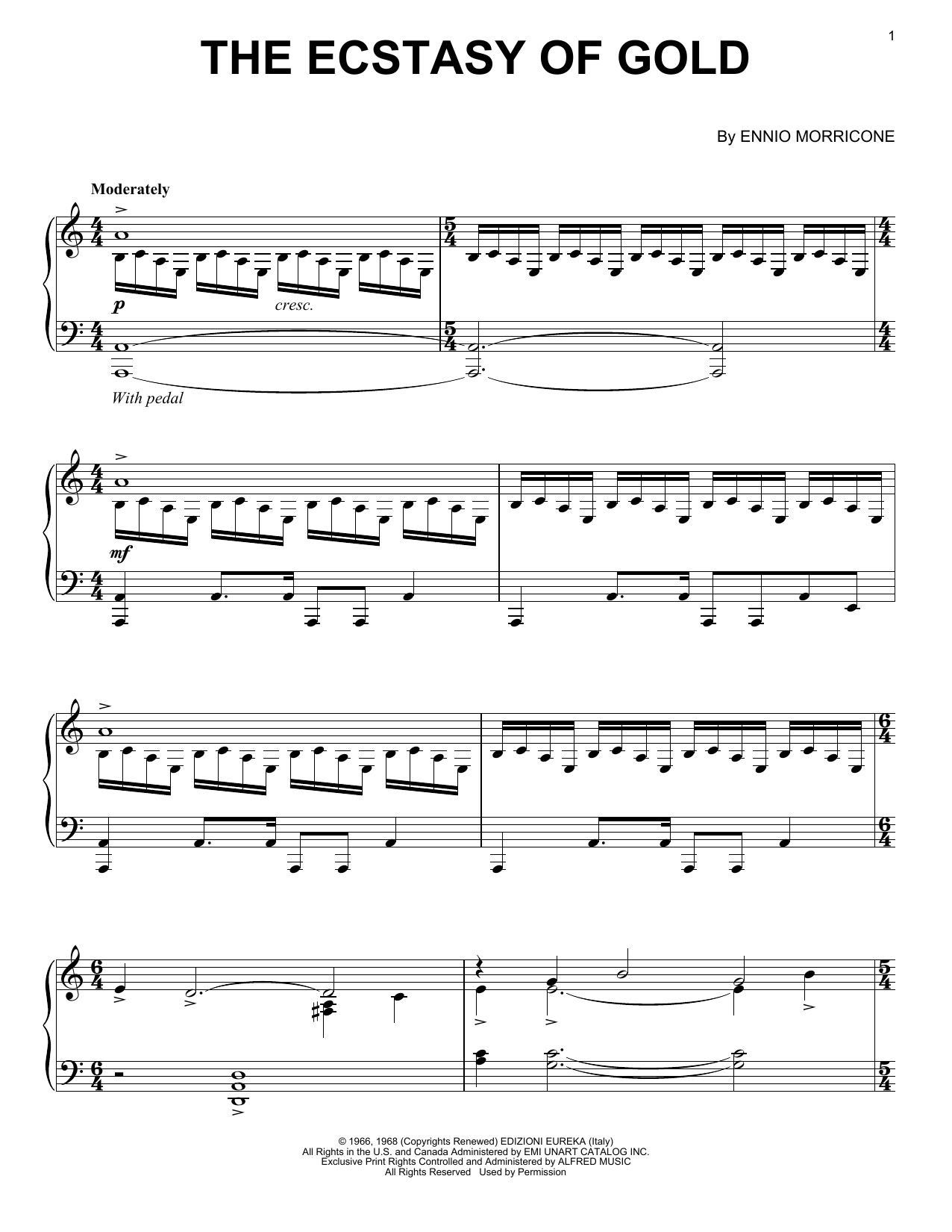 Ennio Morricone The Ecstasy Of Gold sheet music notes and chords. Download Printable PDF.