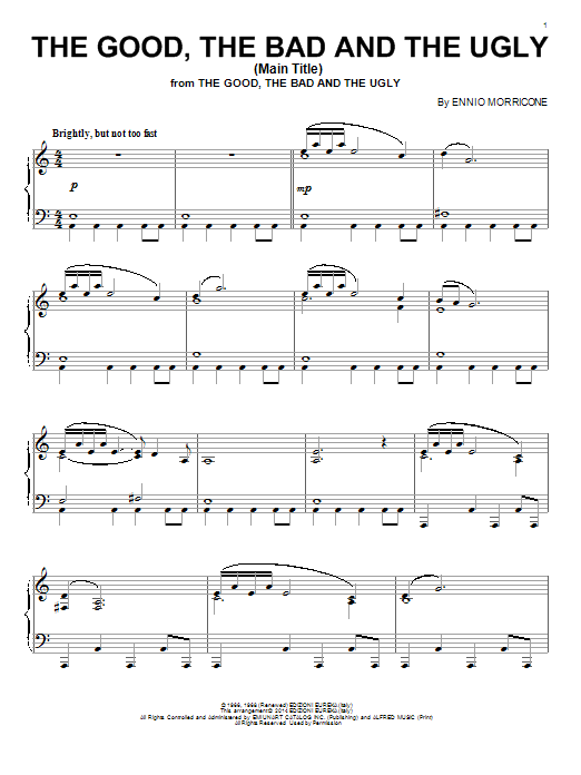 Ennio Morricone The Good, The Bad And The Ugly (Main Title) sheet music notes and chords. Download Printable PDF.