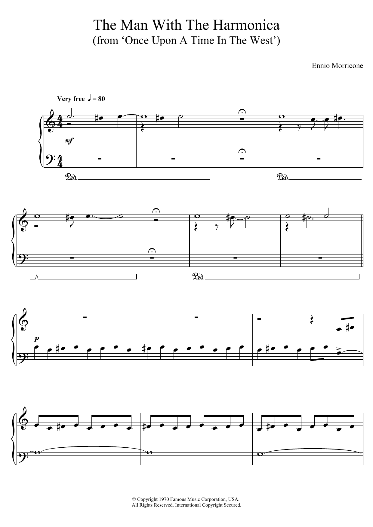 Ennio Morricone The Man With The Harmonica (from 'Once Upon A Time In The West') sheet music notes and chords. Download Printable PDF.