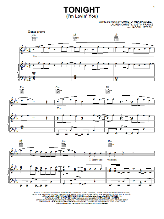 Learn to play Enrique Iglesias Tonight (I'm Lovin' You) sheet music for Piano, Vocal & Guitar Chords (Right-Hand Melody) in minutes. Price: 7.8900$ Enrique Iglesias Tonight (I'm Lovin' You) sheet music notes and chords arranged for Piano, Vocal & Guitar Chords (Right-Hand Melody)