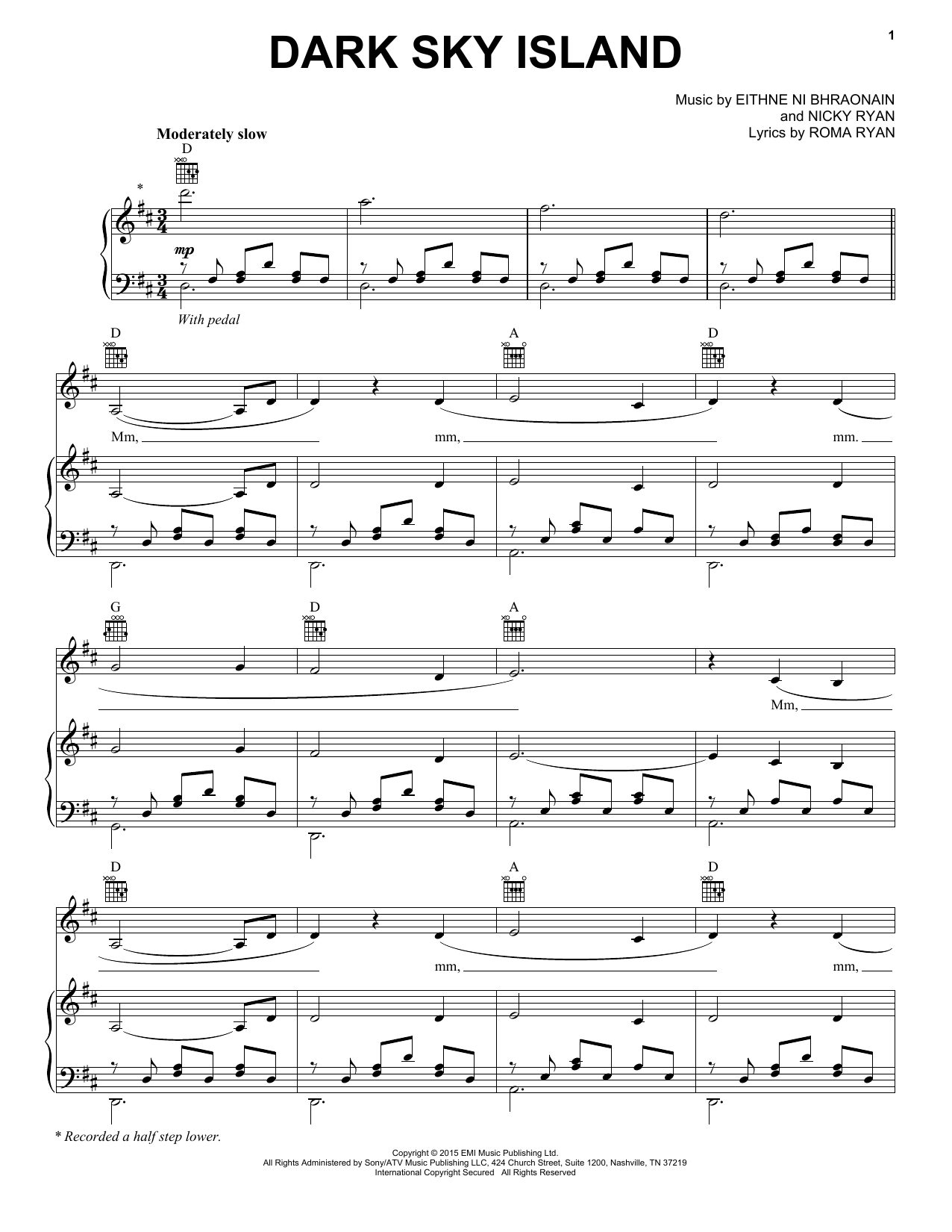 Learn to play Enya Dark Sky Island sheet music for Piano, Vocal & Guitar Chords (Right-Hand Melody) in minutes. Price: 7.8900$ Enya Dark Sky Island sheet music notes and chords arranged for Piano, Vocal & Guitar Chords (Right-Hand Melody)