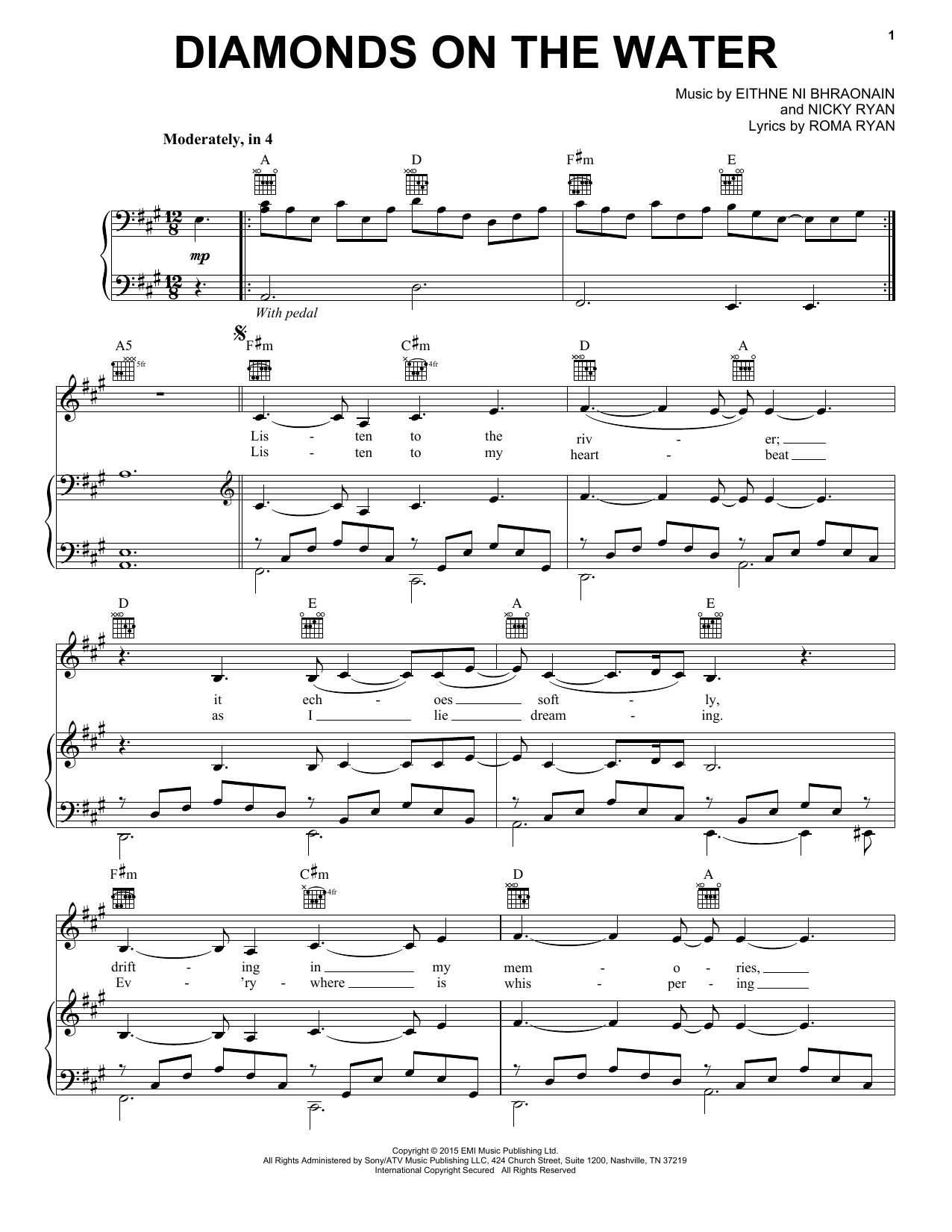 Enya Diamonds On The Water sheet music notes and chords. Download Printable PDF.