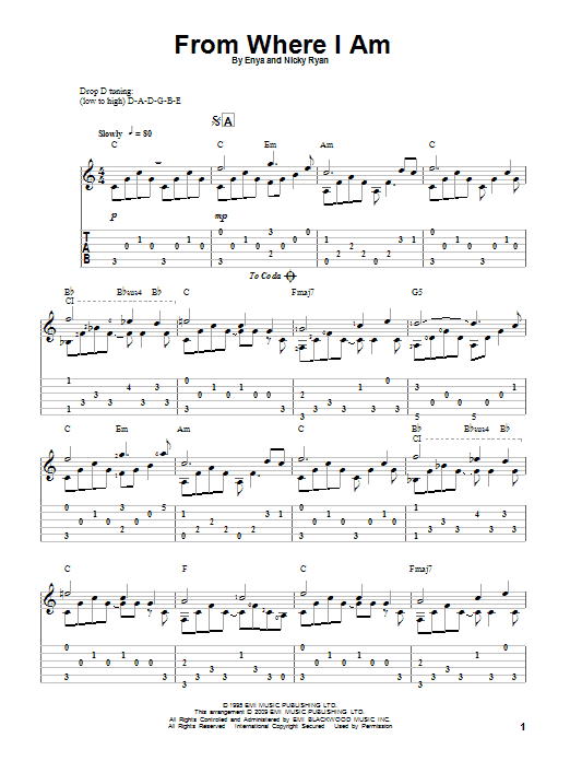 Enya From Where I Am sheet music notes and chords. Download Printable PDF.