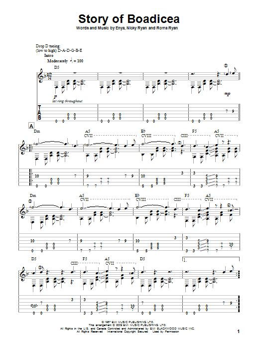 Enya Story Of Boadicea sheet music notes and chords. Download Printable PDF.