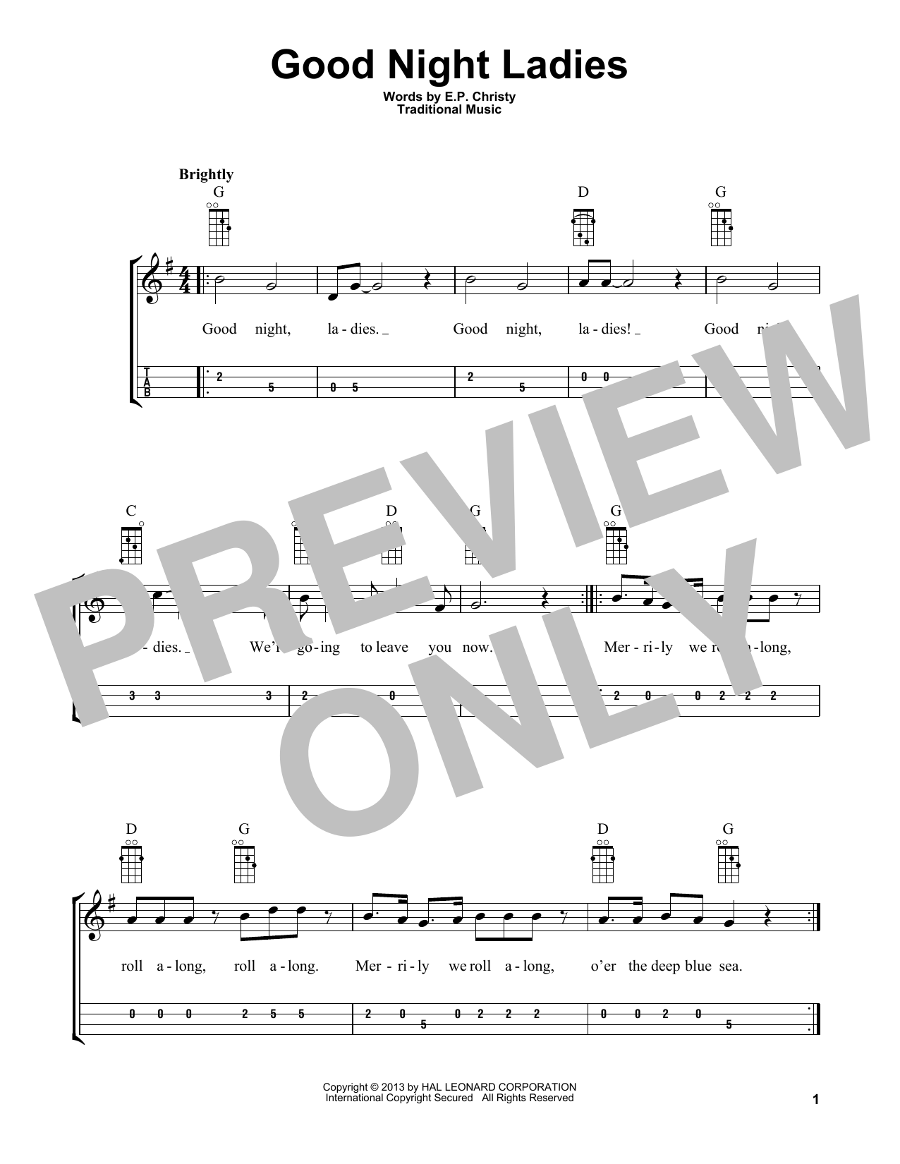 E.P. Christy Good Night Ladies (arr. Bobby Westfall) sheet music notes and chords. Download Printable PDF.