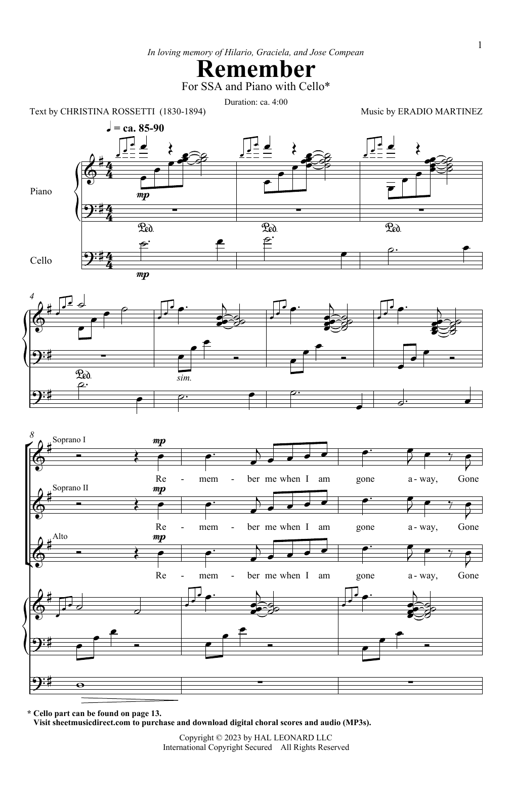 Eradio Martinez Remember sheet music notes and chords. Download Printable PDF.