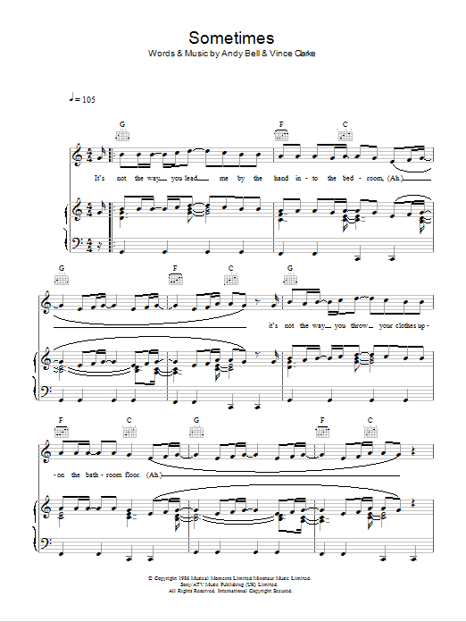 Erasure Sometimes sheet music notes and chords. Download Printable PDF.