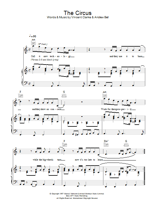 Learn to play Erasure The Circus sheet music for Piano, Vocal & Guitar Chords in minutes. Price: 7.8900$ Erasure The Circus sheet music notes and chords arranged for Piano, Vocal & Guitar Chords
