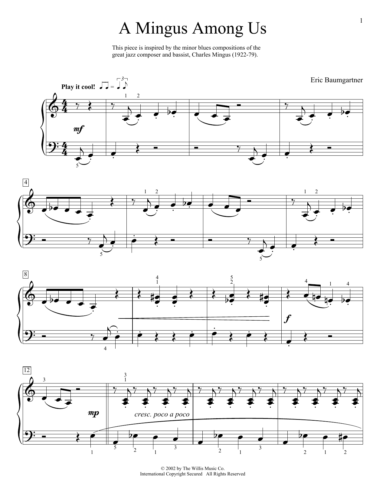 Eric Baumgartner A Mingus Among Us sheet music notes and chords. Download Printable PDF.