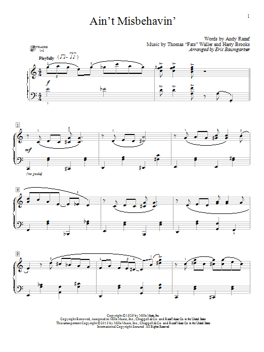 Eric Baumgartner Ain't Misbehavin' sheet music notes and chords. Download Printable PDF.