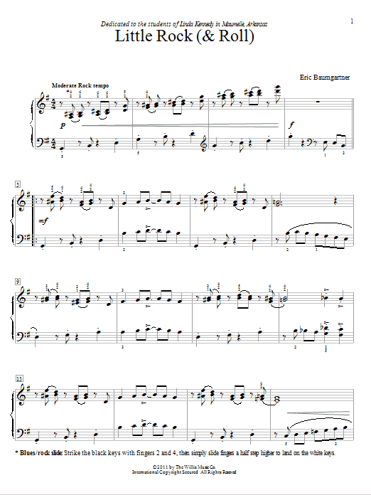 Learn to play Eric Baumgartner Little Rock ('N' Roll) sheet music for Educational Piano in minutes. Price: 6.9900$ Eric Baumgartner Little Rock ('N' Roll) sheet music notes and chords arranged for Educational Piano