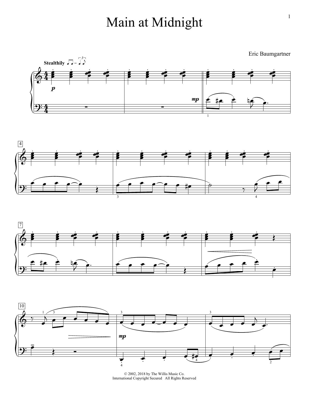 Learn to play Eric Baumgartner Main At Midnight sheet music for Educational Piano in minutes. Price: 6.9900$ Eric Baumgartner Main At Midnight sheet music notes and chords arranged for Educational Piano