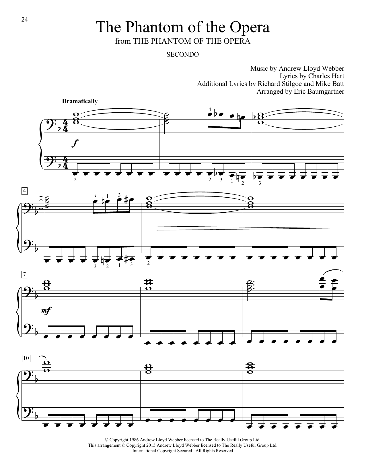 Eric Baumgartner The Phantom Of The Opera sheet music notes and chords. Download Printable PDF.