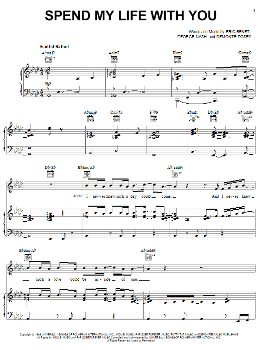 Eric Benet Spend My Life With You sheet music notes and chords. Download Printable PDF.