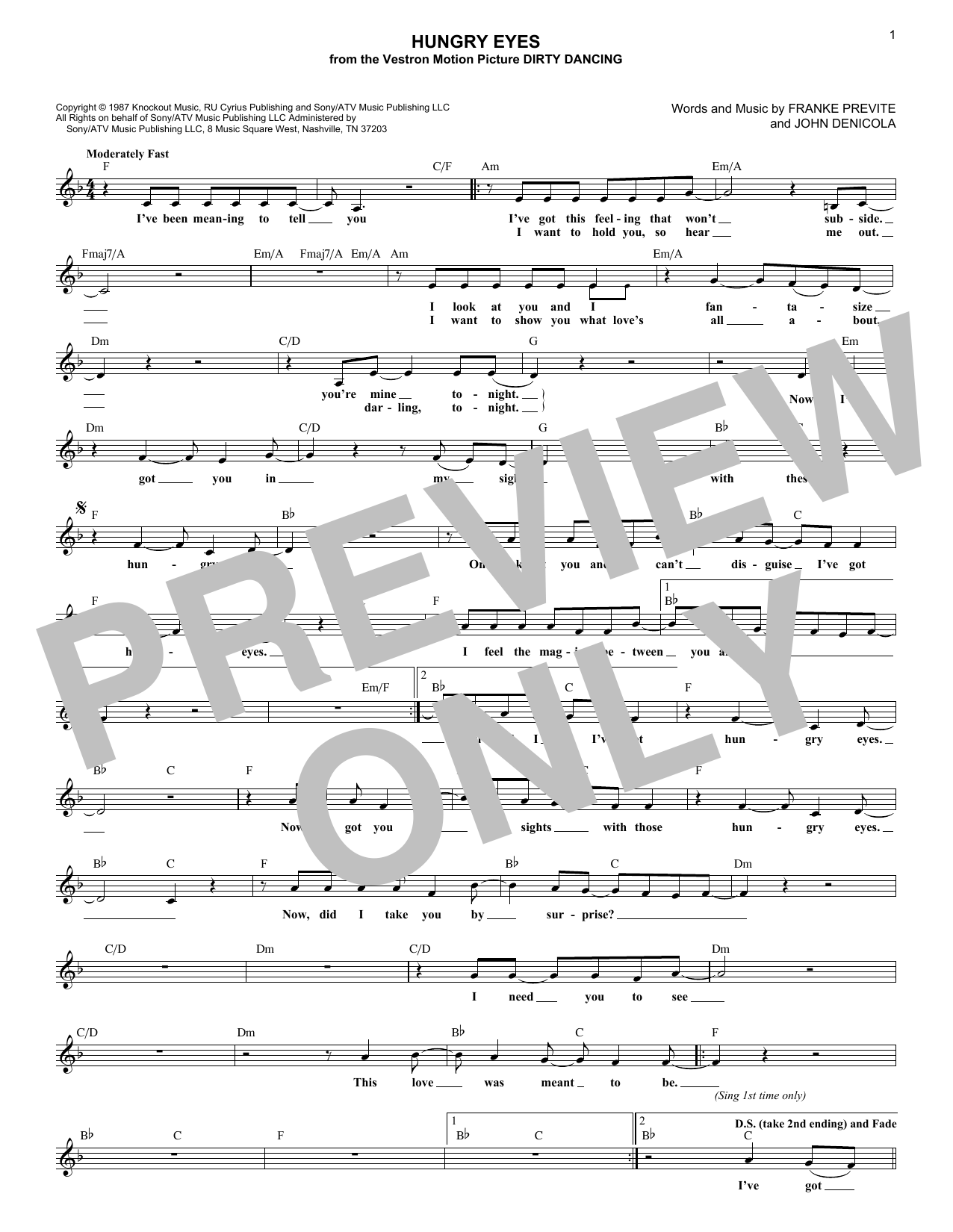 Learn to play Eric Carmen Hungry Eyes sheet music for Lead Sheet / Fake Book in minutes. Price: 5.9900$ Eric Carmen Hungry Eyes sheet music notes and chords arranged for Lead Sheet / Fake Book