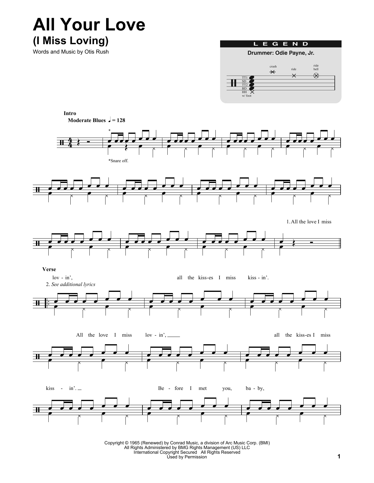 Eric Clapton All Your Love (I Miss Loving) sheet music notes and chords. Download Printable PDF.