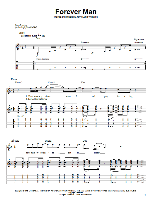 Eric Clapton Forever Man sheet music notes and chords. Download Printable PDF.