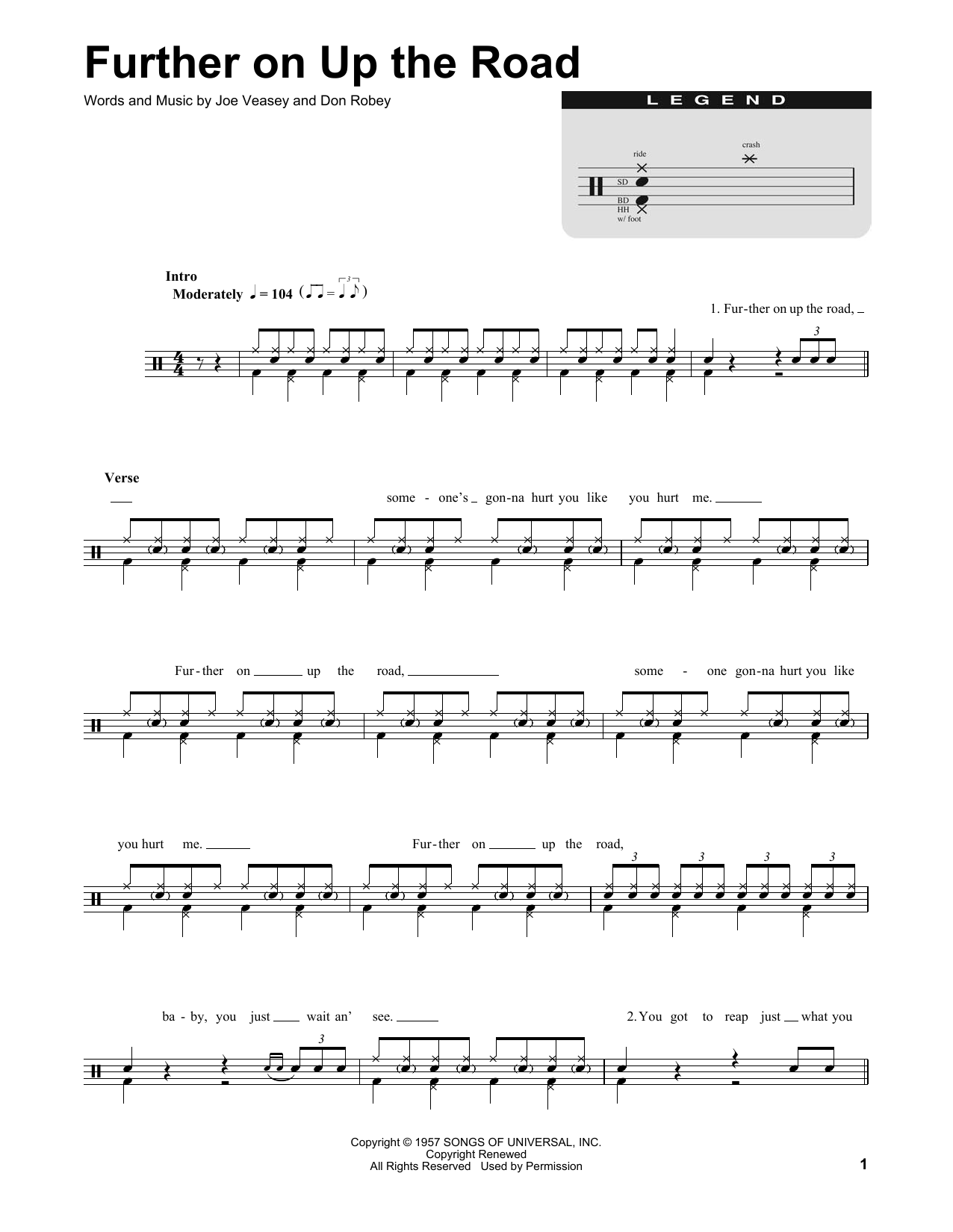 Eric Clapton Further On Up The Road sheet music notes and chords. Download Printable PDF.