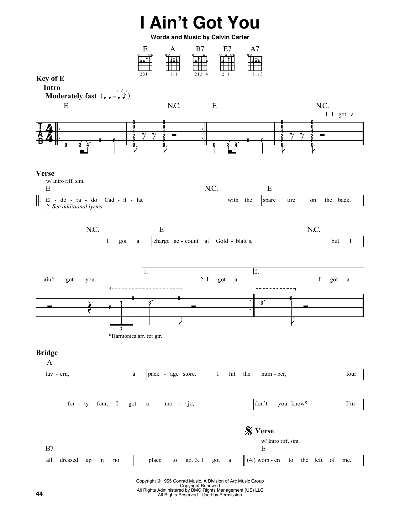 Eric Clapton I Ain't Got You sheet music notes and chords. Download Printable PDF.