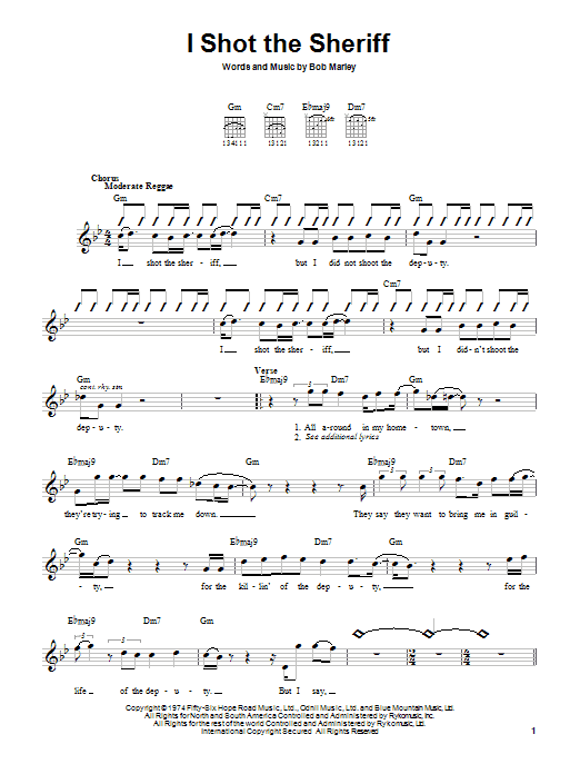 Eric Clapton I Shot The Sheriff sheet music notes and chords. Download Printable PDF.