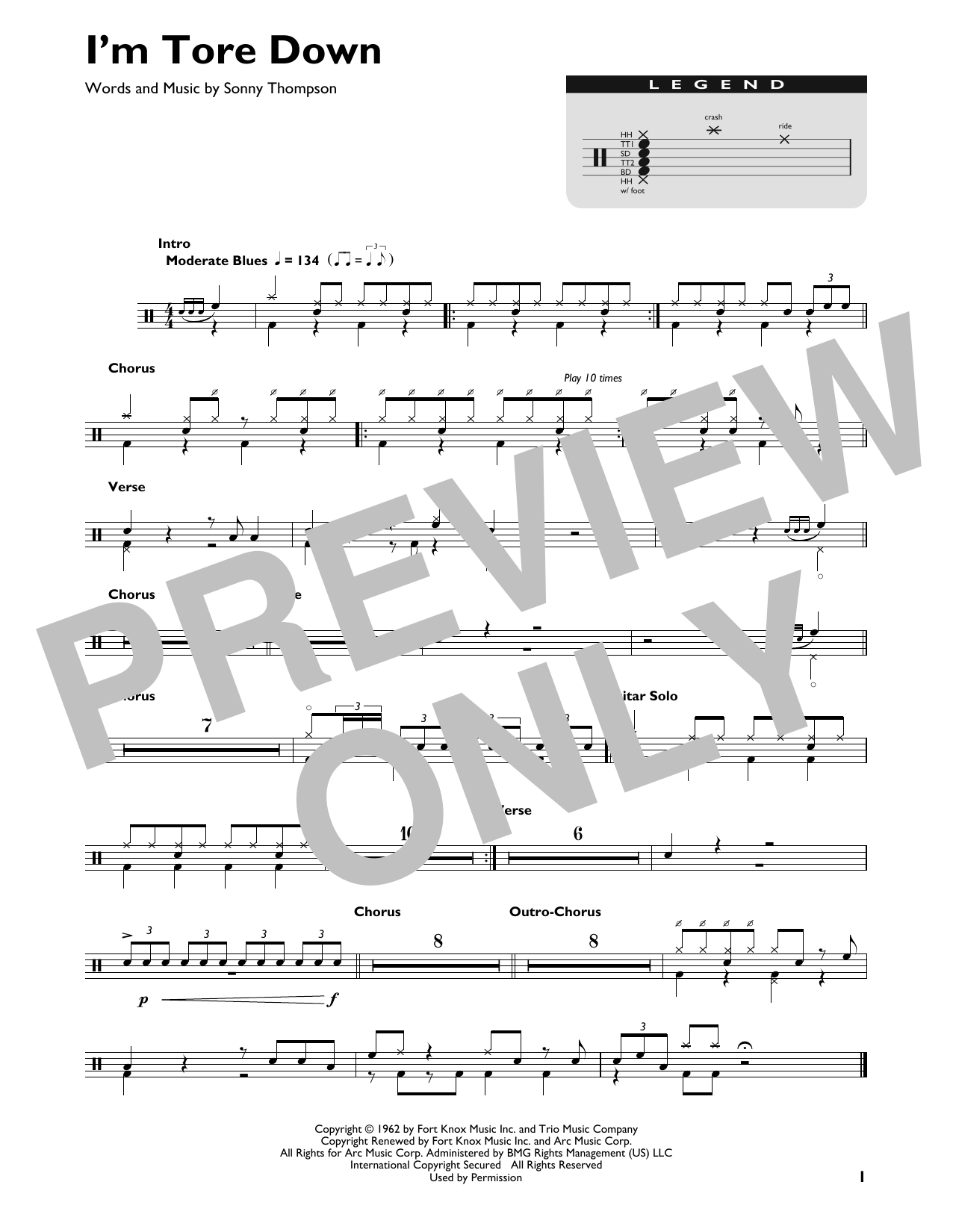 Eric Clapton I'm Tore Down sheet music notes and chords. Download Printable PDF.