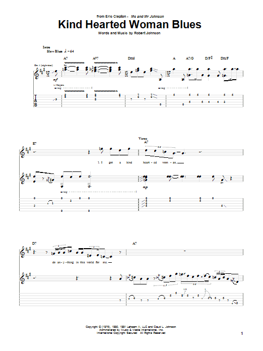 Learn to play Eric Clapton Kind Hearted Woman Blues sheet music for Guitar Tab in minutes. Price: 7.8900$ Eric Clapton Kind Hearted Woman Blues sheet music notes and chords arranged for Guitar Tab