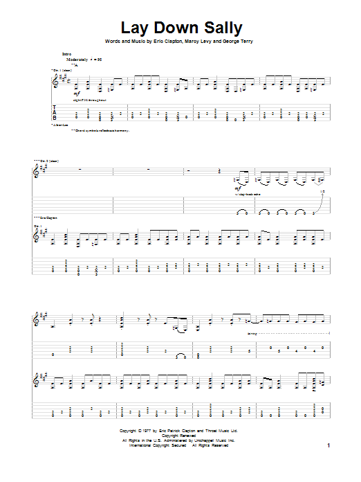 Eric Clapton Lay Down Sally sheet music notes and chords. Download Printable PDF.