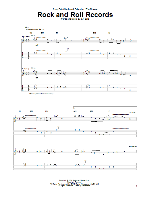 Learn to play Eric Clapton Rock And Roll Records sheet music for Guitar Tab in minutes. Price: 7.8900$ Eric Clapton Rock And Roll Records sheet music notes and chords arranged for Guitar Tab