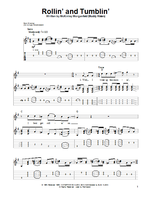 Eric Clapton Rollin' And Tumblin' sheet music notes and chords. Download Printable PDF.