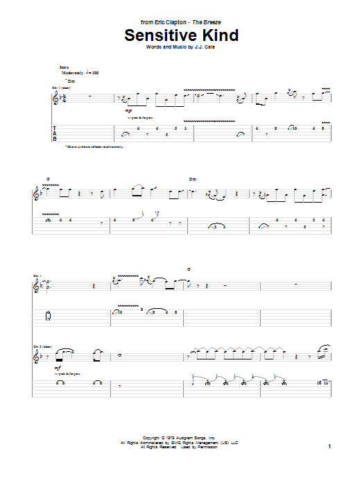 Learn to play Eric Clapton Sensitive Kind sheet music for Guitar Tab in minutes. Price: 7.8900$ Eric Clapton Sensitive Kind sheet music notes and chords arranged for Guitar Tab