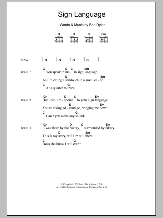 Eric Clapton Sign Language sheet music notes and chords. Download Printable PDF.