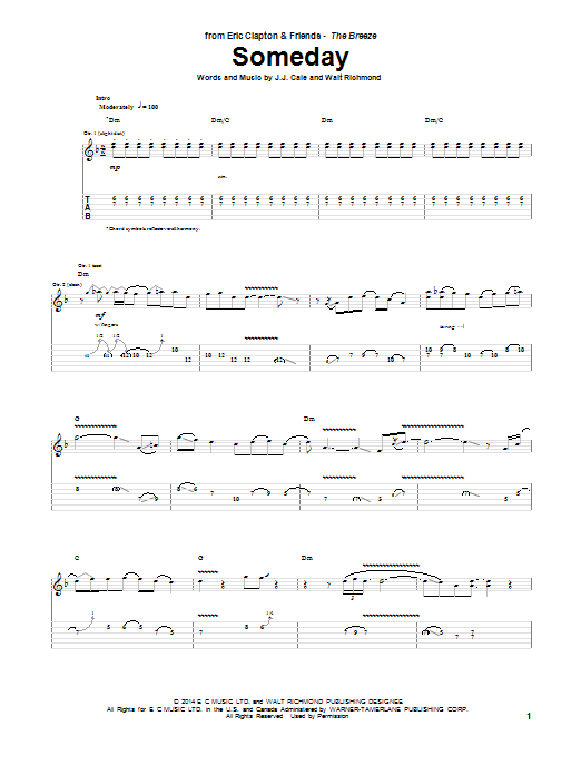 Eric Clapton Someday sheet music notes and chords. Download Printable PDF.