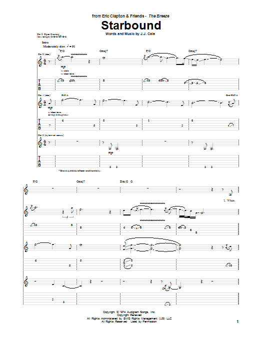 Learn to play Eric Clapton Starbound sheet music for Guitar Tab in minutes. Price: 7.8900$ Eric Clapton Starbound sheet music notes and chords arranged for Guitar Tab