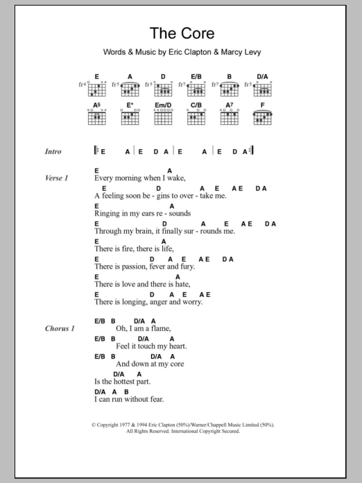 Eric Clapton The Core sheet music notes and chords. Download Printable PDF.