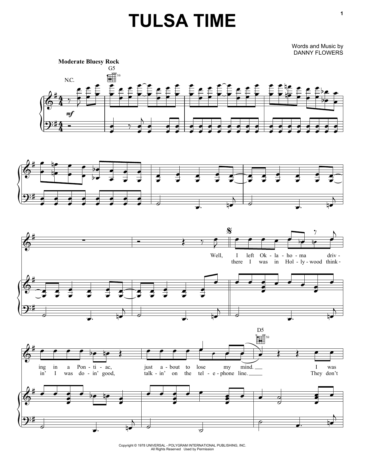 Eric Clapton Tulsa Time sheet music notes and chords. Download Printable PDF.