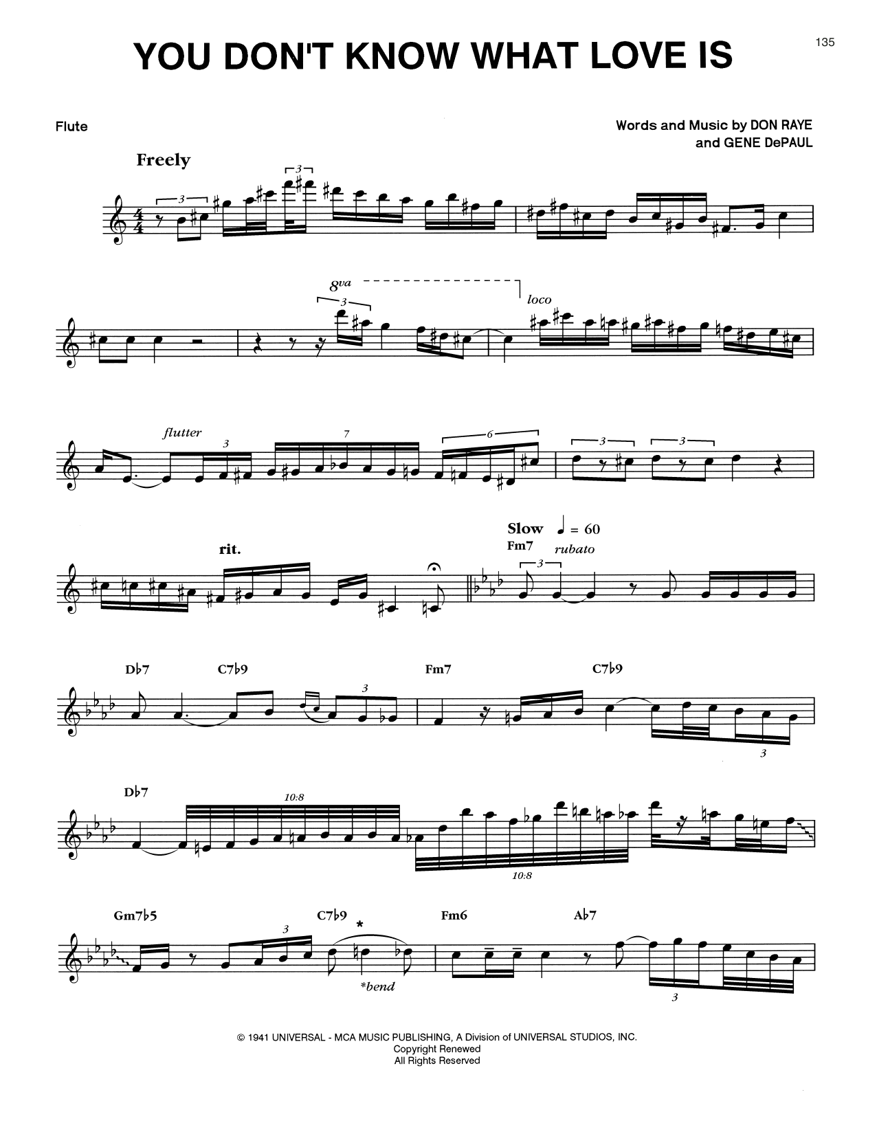 Learn to play Eric Dolphy You Don't Know What Love Is sheet music for Flute Transcription in minutes. Price: 5.9900$ Eric Dolphy You Don't Know What Love Is sheet music notes and chords arranged for Flute Transcription