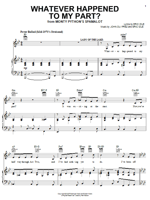 Monty Python's Spamalot Whatever Happened To My Part? sheet music notes and chords. Download Printable PDF.