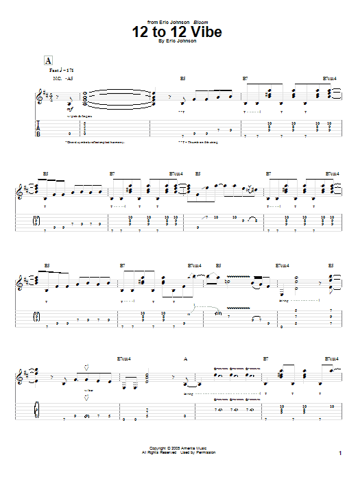 Learn to play Eric Johnson 12 To 12 Vibe sheet music for Guitar Tab in minutes. Price: 7.8900$ Eric Johnson 12 To 12 Vibe sheet music notes and chords arranged for Guitar Tab
