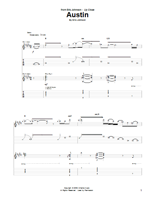 Learn to play Eric Johnson Austin sheet music for Guitar Tab in minutes. Price: 7.8900$ Eric Johnson Austin sheet music notes and chords arranged for Guitar Tab