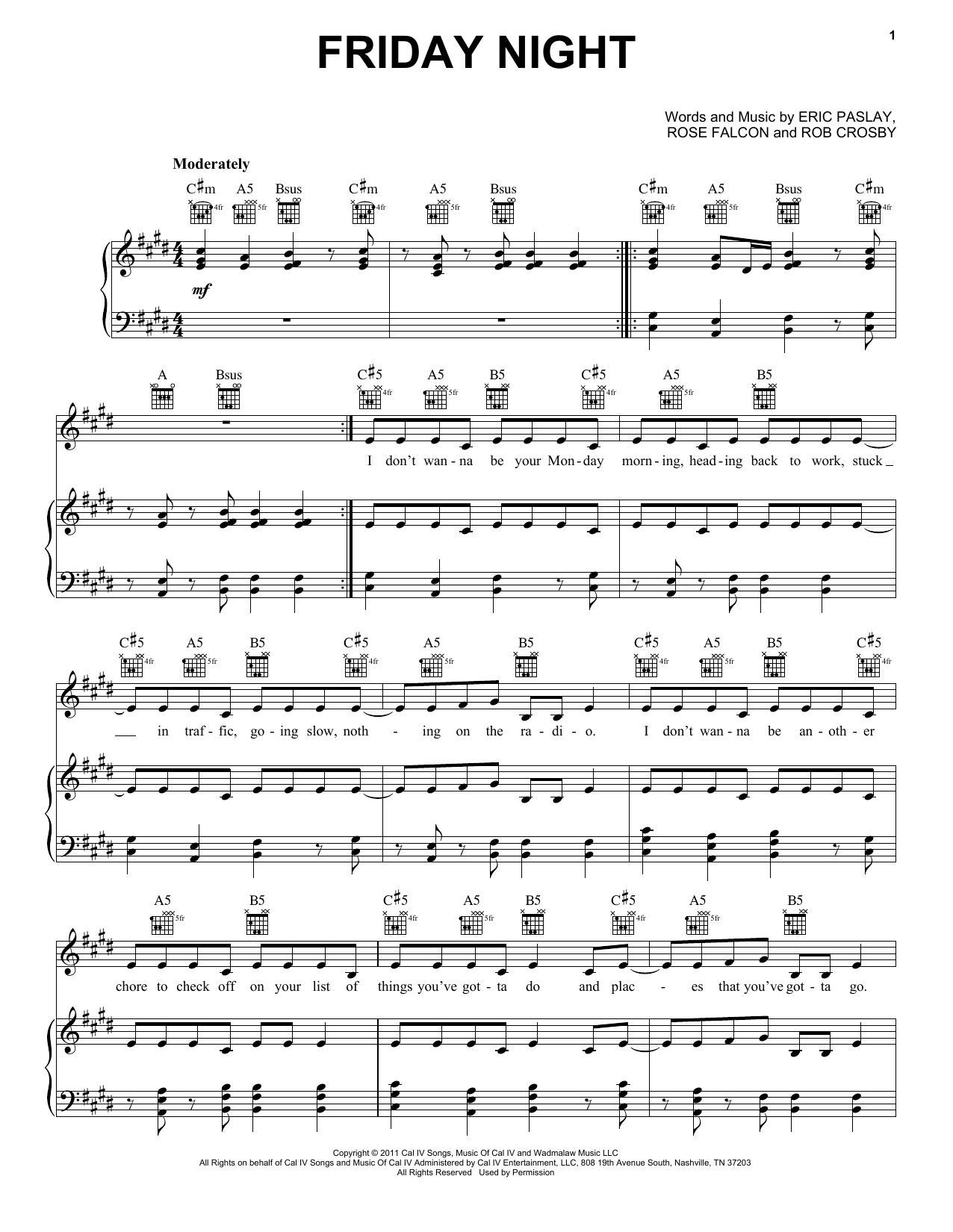 Learn to play Eric Paslay Friday Night sheet music for Piano, Vocal & Guitar Chords (Right-Hand Melody) in minutes. Price: 6.9900$ Eric Paslay Friday Night sheet music notes and chords arranged for Piano, Vocal & Guitar Chords (Right-Hand Melody)