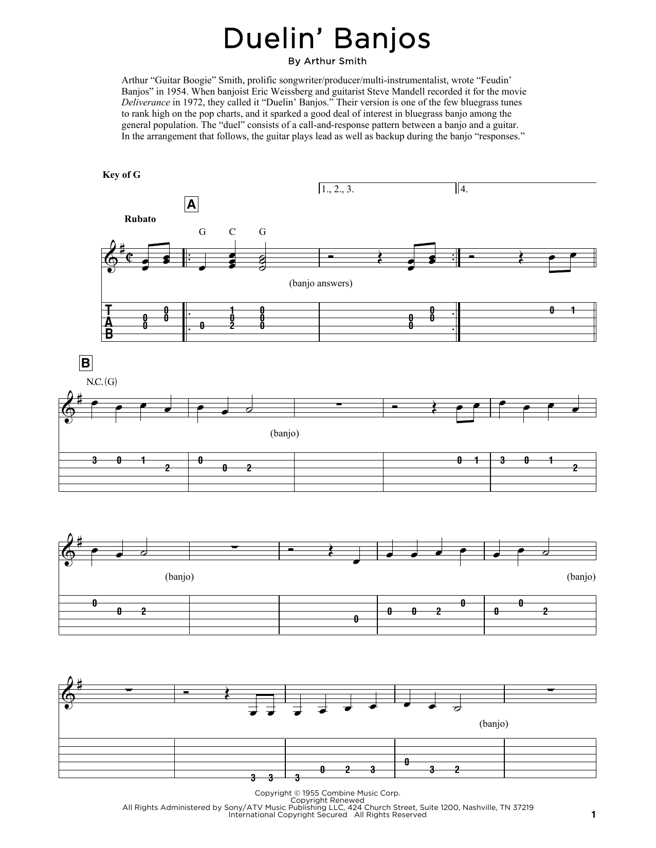 Eric Weissberg & Steve Mandell Duelin' Banjos (arr. Fred Sokolow) sheet music notes and chords. Download Printable PDF.