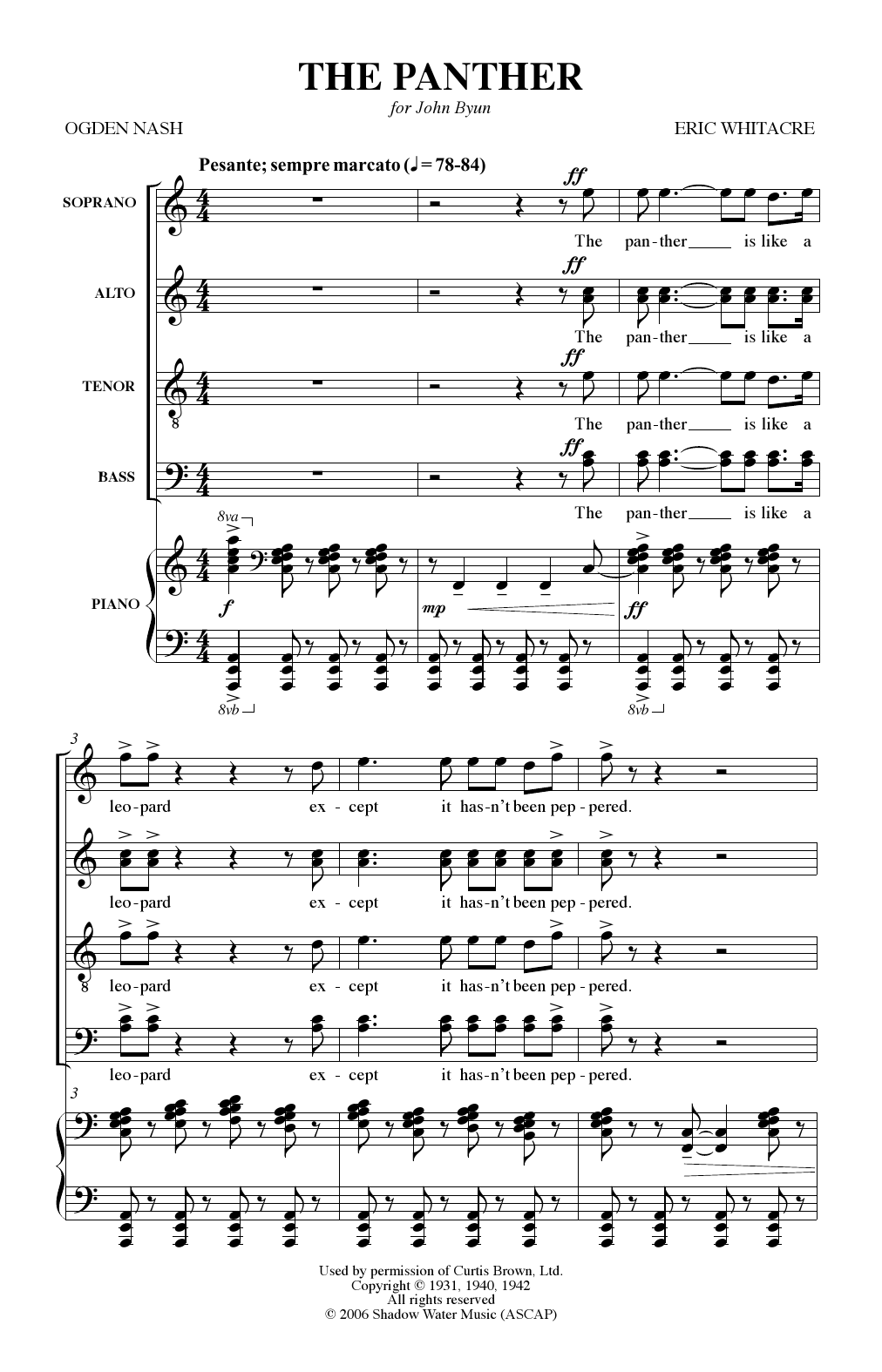 Eric Whitacre Animal Crackers, Vol. 1 sheet music notes and chords. Download Printable PDF.