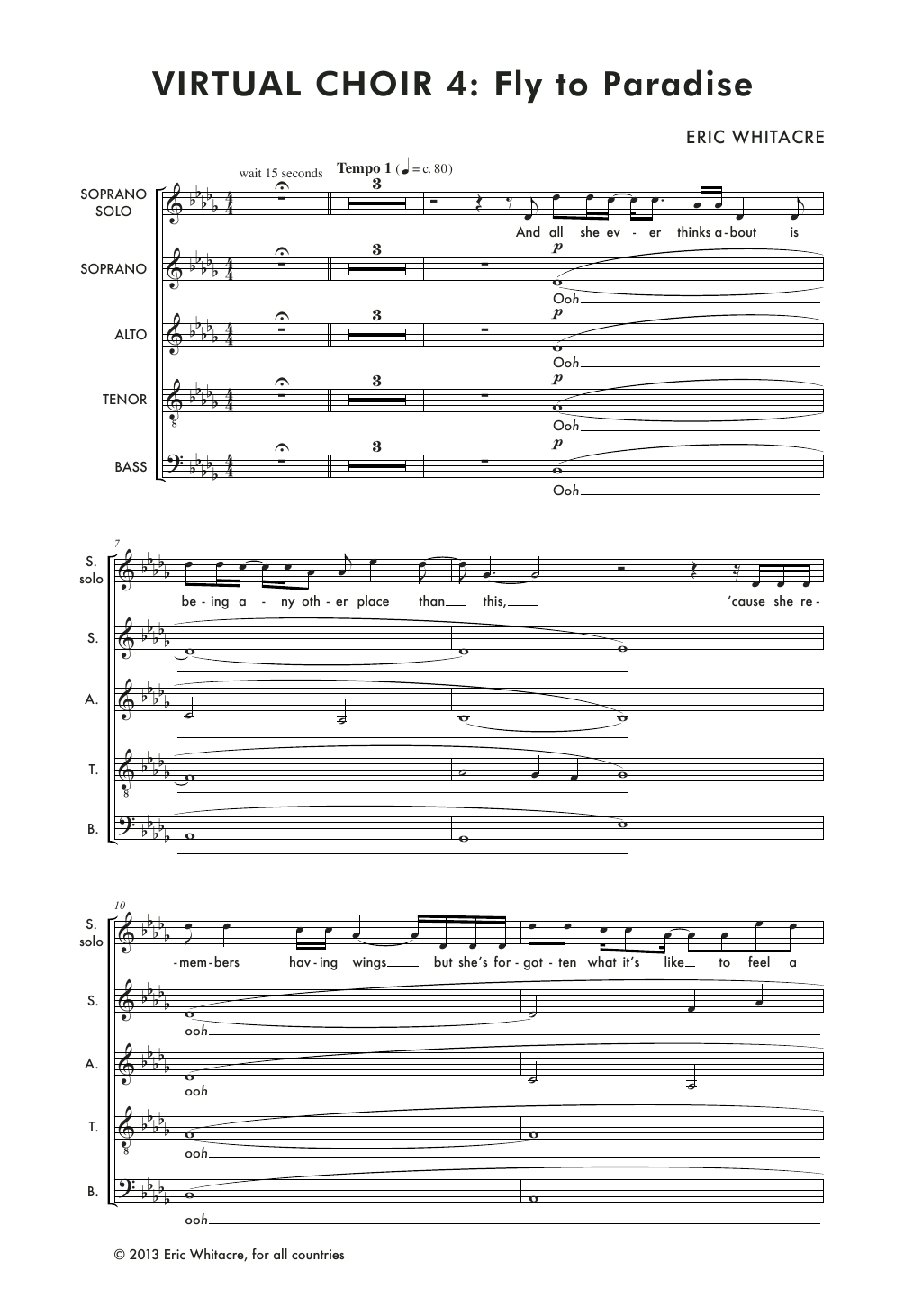 Eric Whitacre Fly To Paradise sheet music notes and chords. Download Printable PDF.