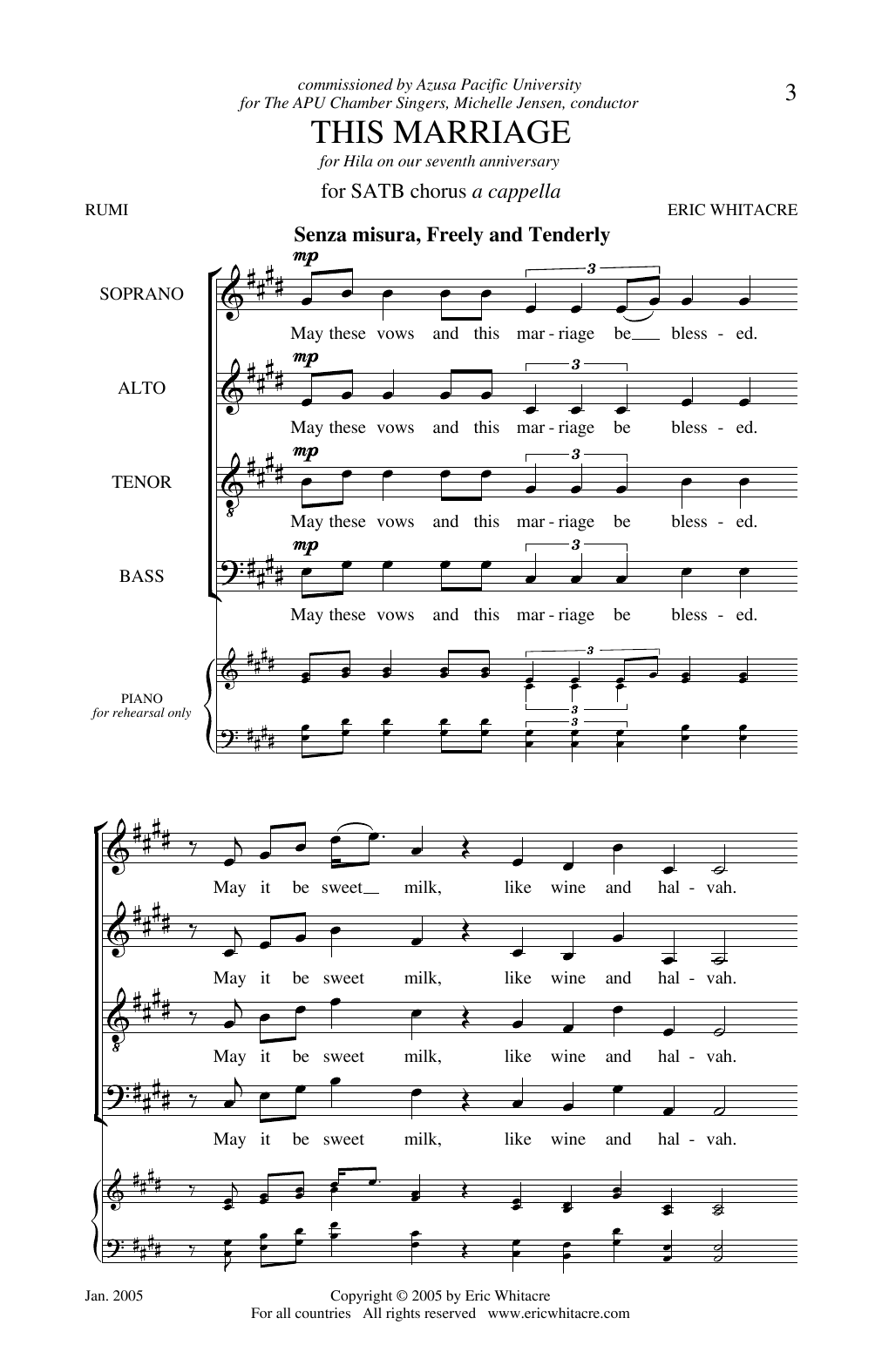 Eric Whitacre This Marriage sheet music notes and chords. Download Printable PDF.