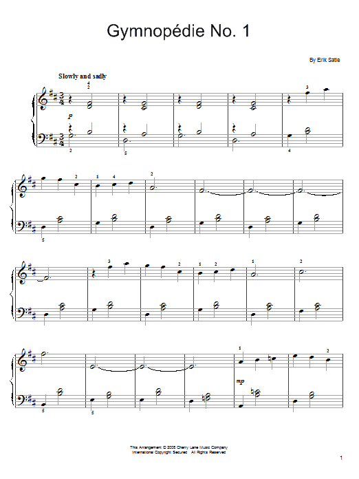 Erik Satie Gymnopedie No. 1 sheet music notes and chords arranged for Trumpet and Piano