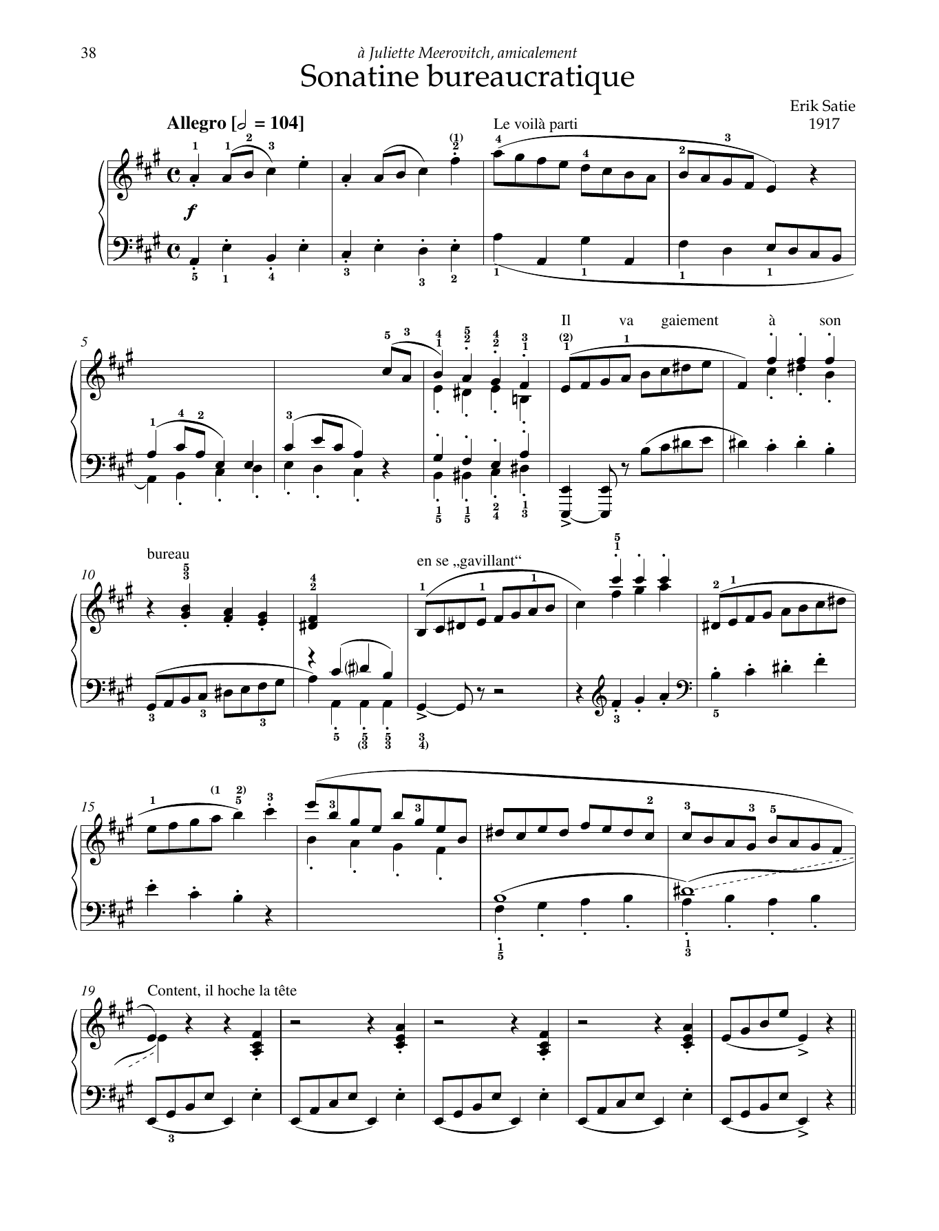Learn to play Erik Satie Sonatine bureaucratique sheet music for Piano Solo in minutes. Price: 6.9900$ Erik Satie Sonatine bureaucratique sheet music notes and chords arranged for Piano Solo
