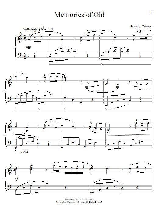 Learn to play Ernest J. Kramer Memories Of Old sheet music for Educational Piano in minutes. Price: 6.9900$ Ernest J. Kramer Memories Of Old sheet music notes and chords arranged for Educational Piano