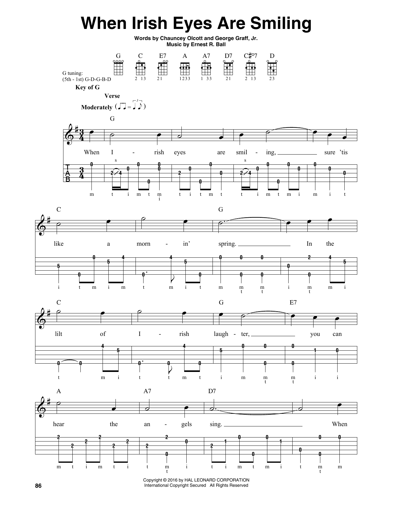 Ernest R. Ball When Irish Eyes Are Smiling sheet music notes and chords. Download Printable PDF.